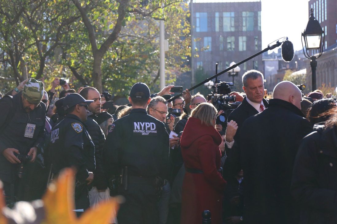 Mayor de Blasio and a heavy NYPD presence <br>